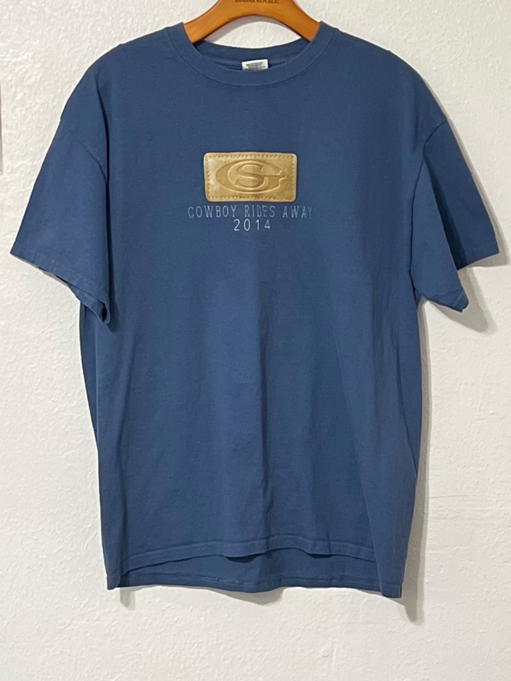 George Straight Cowboy Rides Away 2014 Tour Blue Graphic T-Shirt Concert Rodeo